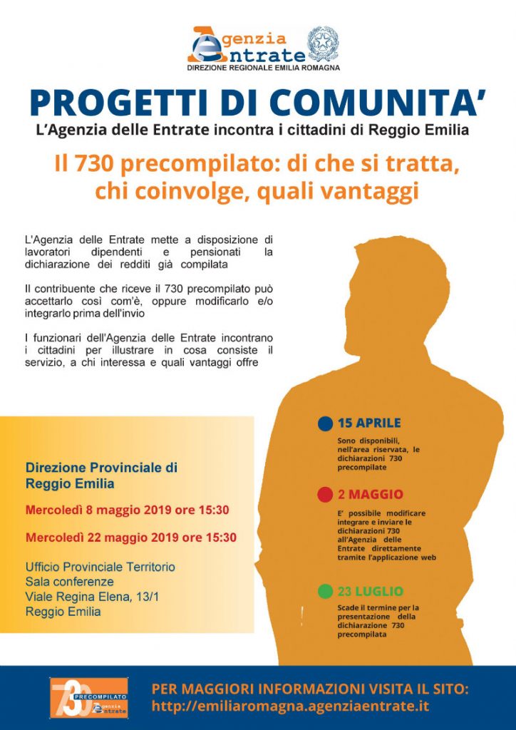 Incontri sul 730 precompilato – Agenzia delle Entrate Reggio Emilia
