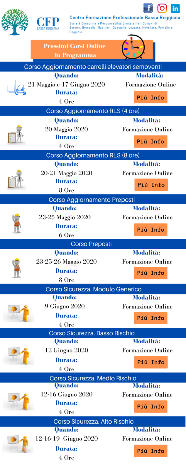 Programma dei prossimi corsi online