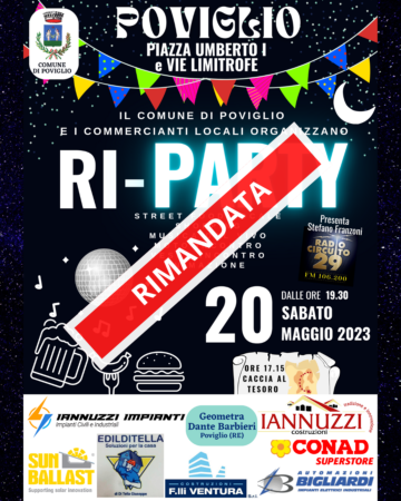 Leggi: «RI-PARTY, EVENTO RINVIATO»